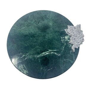 Creative Home Round Marble Cheese Board Serving Platter Pewter Grape Accent
